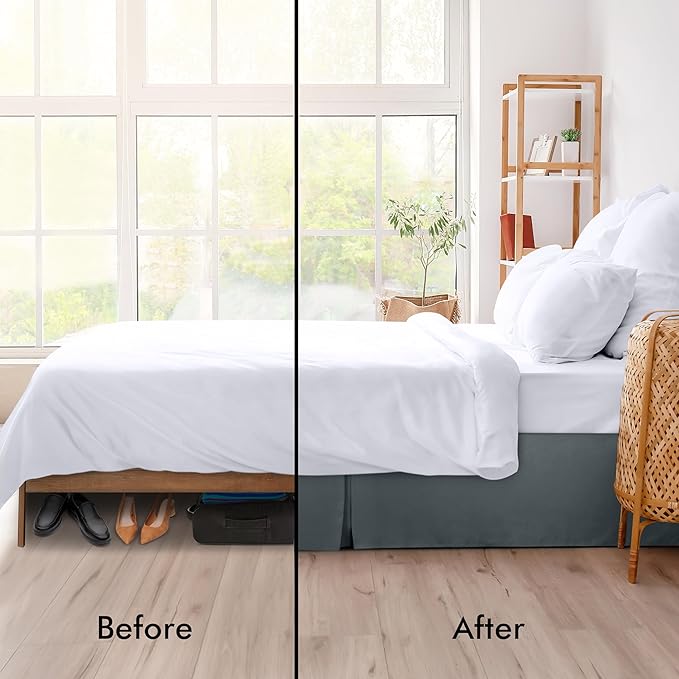 Utopia Bedding Queen Bed Skirt - 20 Pack - Soft Quadruple Pleated Ruffle - Easy Fit with 16 Inch Tailored Drop - Hotel & B&B Quality, Shrinkage and Fade Resistant (Queen, Grey)