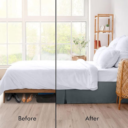 Utopia Bedding Queen Bed Skirt - 20 Pack - Soft Quadruple Pleated Ruffle - Easy Fit with 16 Inch Tailored Drop - Hotel & B&B Quality, Shrinkage and Fade Resistant (Queen, Grey)