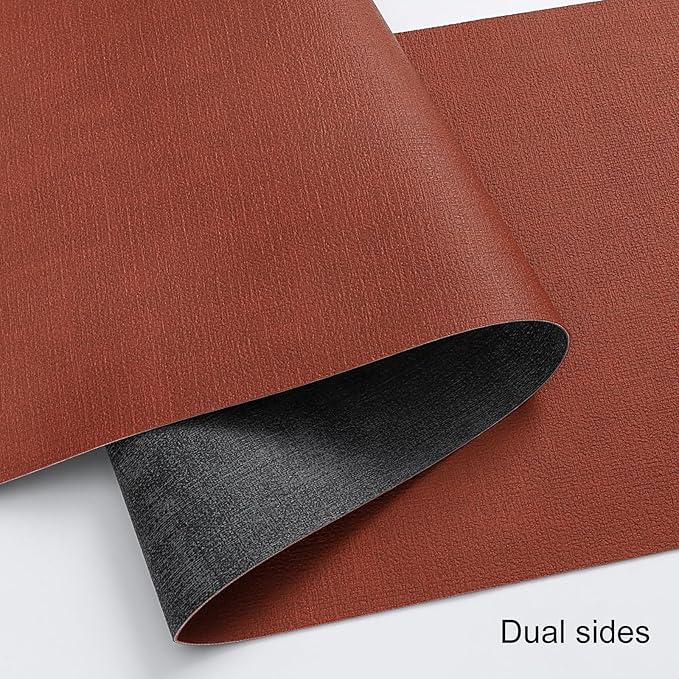 Table Runners 72 Inches Long, Dual-Sided Faux Leather Farmhouse Table Runner Waterproof Heatproof Non-Slip for Living Room Party Home Decor Holiday Decorations(Gray Terracotta, 12 x 72 Inch)