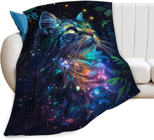 Fantasy Cat Throw - Soft, Warm & Cozy Fleece Blanket for Couch, Sofa & Bed - 50"x40"