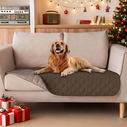 gogobunny 100% Double-Sided Waterproof Dog Bed Cover Pet Blanket Sofa Couch Furniture Protector for Puppy Large Dog Cat, Reversible (32x53 Inch (Pack of 1), Dark Chocolate/Light Chocolate)
