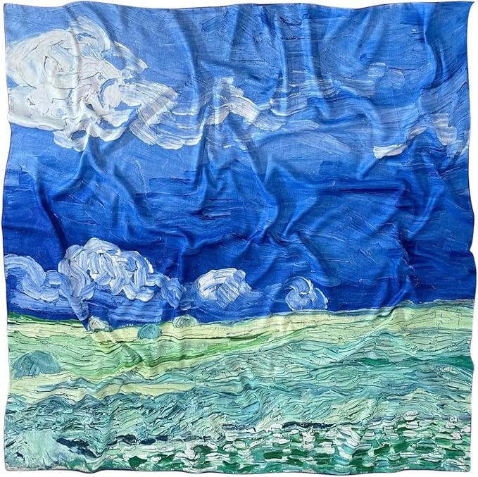 Artist Oil Painting Wraps 51"x51" Cashmere-Soft Art Pashmina Luxury Rolled Hem Women Large Travel Blanket Shawl