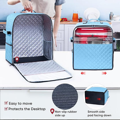 BAGSPRITE Stand Mixer Cover with Appliance Sliders Base Compatible with KitchenAid Mixer-Storage Bag for 6/7/8 Quart with Pockets for Kitchen Aid Accessories and Attachments