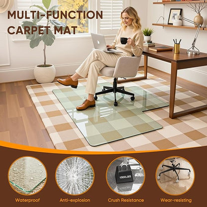 Antok Irregular Tempered Glass Chair Mat, 36"x48" Office Chair Mat for Carpet & Hardwood Floors, Heavy Duty 0.2" Desk Chair Mat for Smooth Rolling at Home or Office