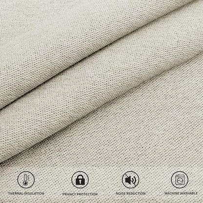 Easy-Going Linen Look Blackout Curtain 108 Inch Length Grommet Window Curtain Drapes for Bedroom, Living Room Thermal Insulated Room Darkening (Set of 2 Panels, Natural)