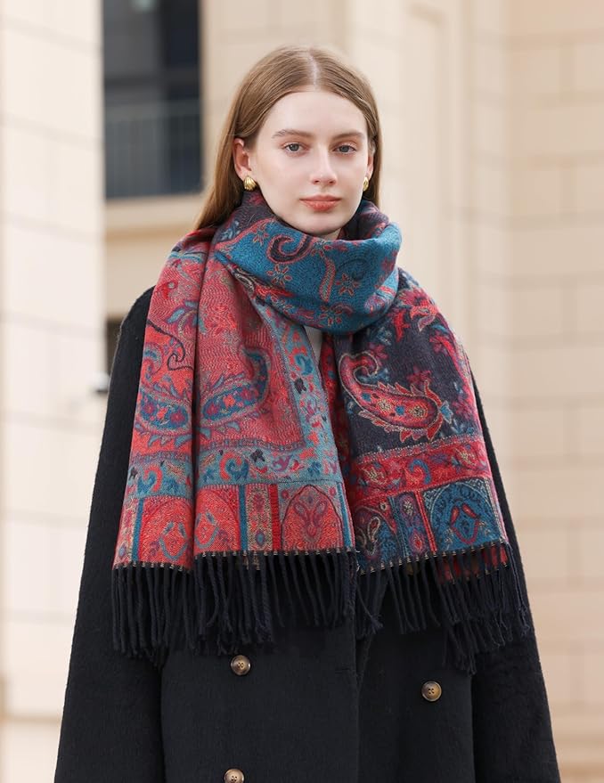 Wander Agio Warm Fashion Scarf Long Shawl Large Blanket Winter Wraps Scarves for Women Cashmere Jacquard Vintage Paisley
