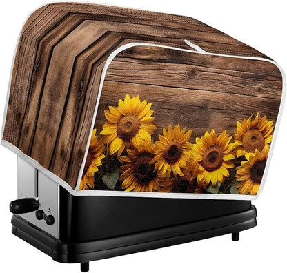 Sunflower 2 Slice Wide Slot Appliance Cover - Universal Bread Maker & Toaster Accessory, Washable