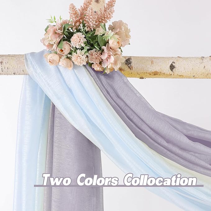 DONREN Lavender Purple Luxury Semi Sheer Window Scarf for Outdoor Decoration - Add Beautiful Elegant Effect to Curtain Drapes (1 Panel 52 by 216 Inch)