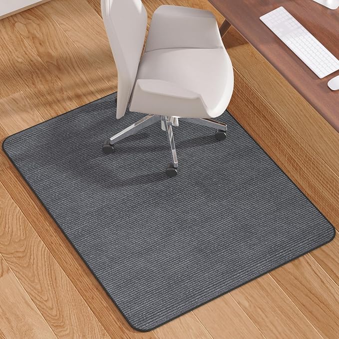 Blvornl Office Chair Mat for Hardwood Floor and Low Pile Carpet, 35.5" x 47.2" Corduroy Surface Desk Rolling Chair Mat for Hard Floors, Heavy Duty Carpeted Floor Protector Rug for Home, Dark Grey