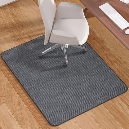 Blvornl Office Chair Mat for Hardwood Floor and Low Pile Carpet, 35" x 55" Corduroy Surface Desk Rolling Chair Mat for Hard Floors, Heavy Duty Carpeted Floor Protector Rug for Home Office, Dark Grey