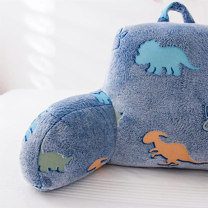 Meeting Story Dinosaurs Reading Pillows Rabbit Faux Fur Shaggy with Arms Bed Rest Pillows Back Pillow for Bed, Bed Chair Arm Pillow Bed Rest Pillow for Adults, Teens, Kids (Orange-Blue)