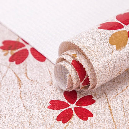 RAY STAR 12X120 Inch Shelf Liner for Kitchen Cabinets, Non-Adhesive Cabinet Liner Washable, PVC Drawer Liner for Dresser Non-Slip Bathroom (Red Floral)(1 Roll)