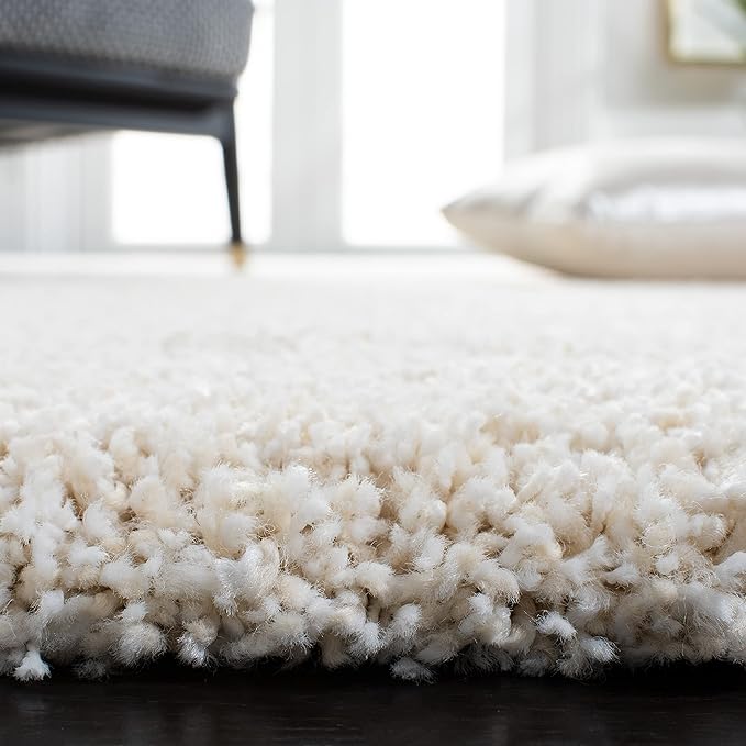 SAFAVIEH Milan Shag Collection Runner Rug - 2' x 14', Ivory, Solid Design, Non-Shedding & Easy Care, 2-inch Thick Ideal for High Traffic Areas in Living Room, Bedroom (SG180-1212)