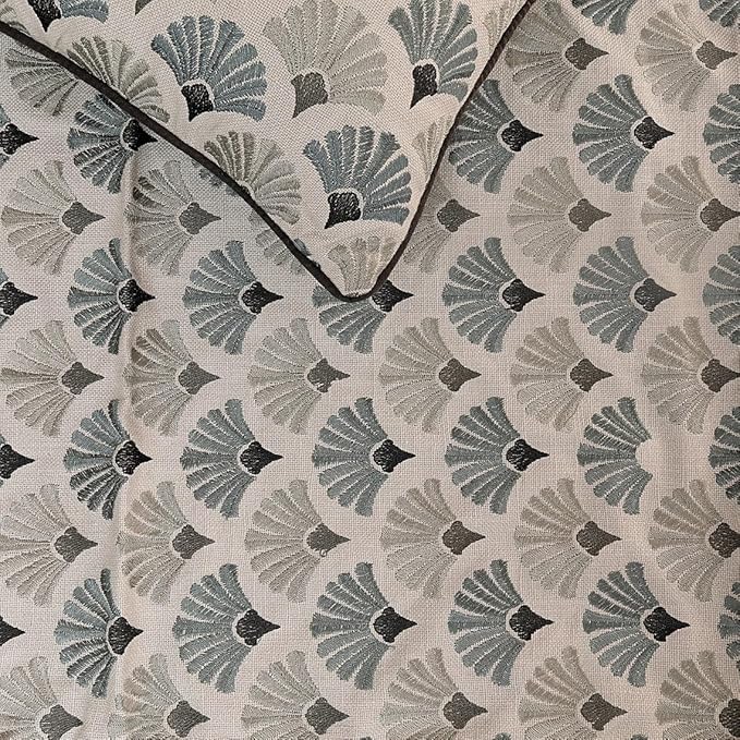 The HomeCentric King Queen Twin Blue & Grey Designer Queen 74"x18" Bed Runner with Pillow Cover, Floral Embroidery Bed Scarf on Cotton Fabric - Flourish Bloom