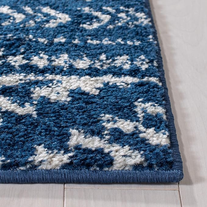 SAFAVIEH Area Rug 12x15 - Tulum Collection - Large - Navy & Ivory, Moroccan Boho Tribal Design, Non-Shedding & Easy to Clean, Ideal for Living Room, Bedroom, Dining Space (TUL272N)