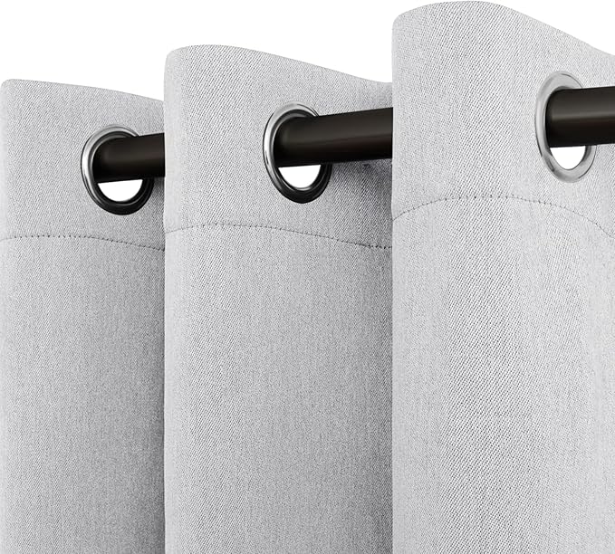 Easy-Going Linen Look Blackout Curtain Grommet Window Curtain Drapes for Bedroom, Living Room Thermal Insulated Room Darkening (2 Panels, 42x84 inch, Greyish White)