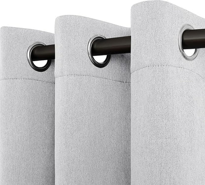 Easy-Going Linen Look Blackout Curtain Grommet Window Curtain Drapes for Bedroom, Living Room Thermal Insulated Room Darkening (2 Panels, 42x84 inch, Greyish White)