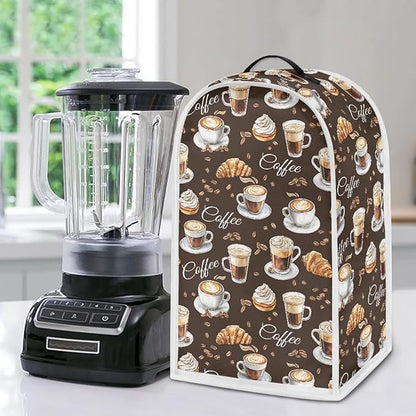 Coffee Bread Print Blender Dust Cover for Stand Mixer or Coffee Maker Appliance Anti Fingerprint Polyester Dust Proof Stain Resistant Blender Cover for Home Kitchen
