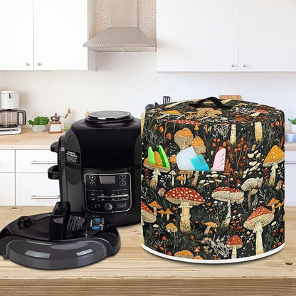 Dust Cover for 3 Quart Air Fryer and Electric Pressure Cooker with Pockets, Washable Cover for Electric Appliance, Portable Small Appliance Covers Accessories Mushroom