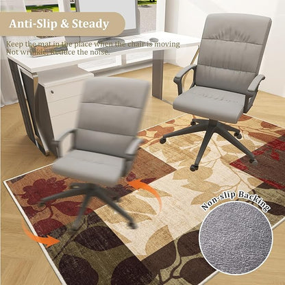 Office Chair Mat for Hardwood Floor, 48"x36" Easy Glide Computer Desk Mat Protector for Rolling Chair Under Desk Rug Nonslip Backing, Machine Wash (Modern)