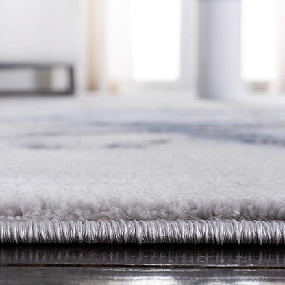 SAFAVIEH Craft Collection Area Rug - 4' Square, Grey & Blue, Modern Abstract Design, Non-Shedding & Easy Care, Ideal for High Traffic Areas in Living Room, Bedroom (CFT877L)