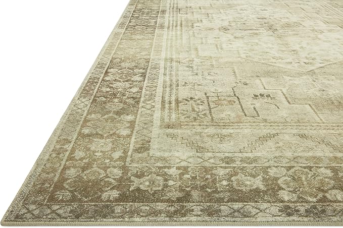Loloi Magnolia Home by Joanna Gaines Banks Collection BAN-06 Natural/Granite 8'-6" x 11'-6", .13" Pile Height, Machine Washable, Area Rug