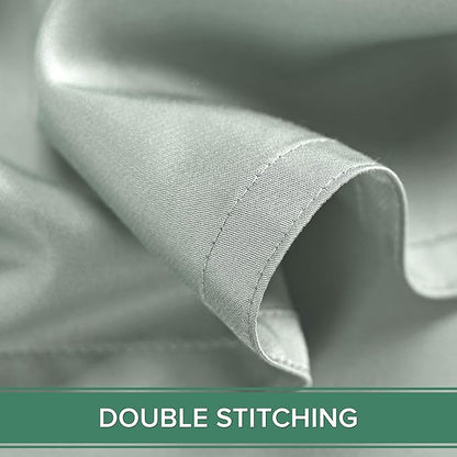 Pure Bamboo Queen Sheets, Genuine 100% Organic Viscose Derived from Bamboo Bed Sheet Set, Luxuriously Soft & Cooling, Double Stitching, 2 Year Quality Promise (Queen, Sea Glass)