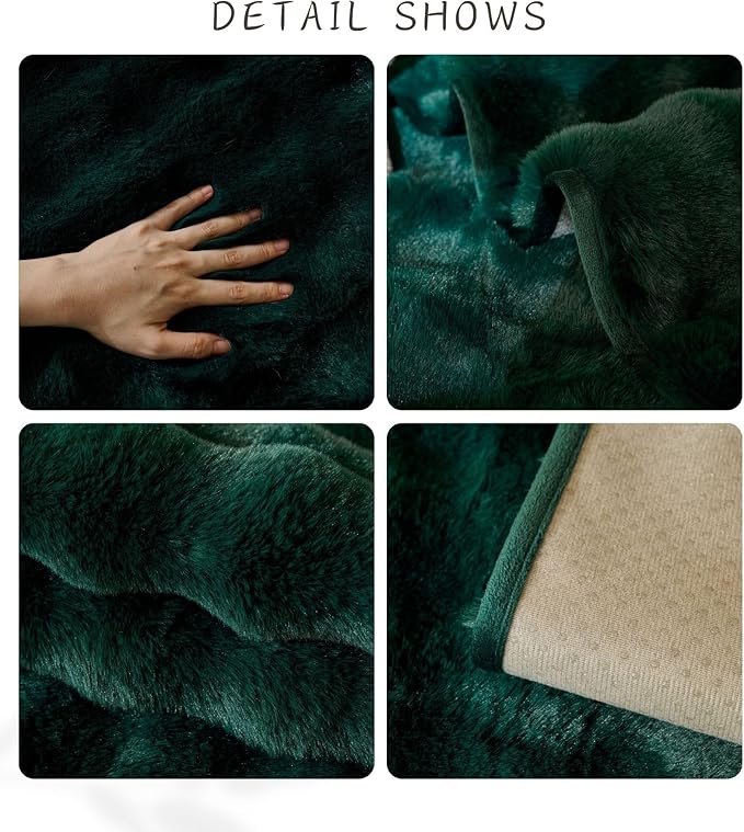 Christmas Faux Fur Armrest Cover Backrest Cover Fuzzy Plush Thick Bubble Sofa Cover Luxury Soft Cozy Couch Cover Anti-Slip Sofa Slipcover Washable Furniture Protector (Dark Green,28"x28")