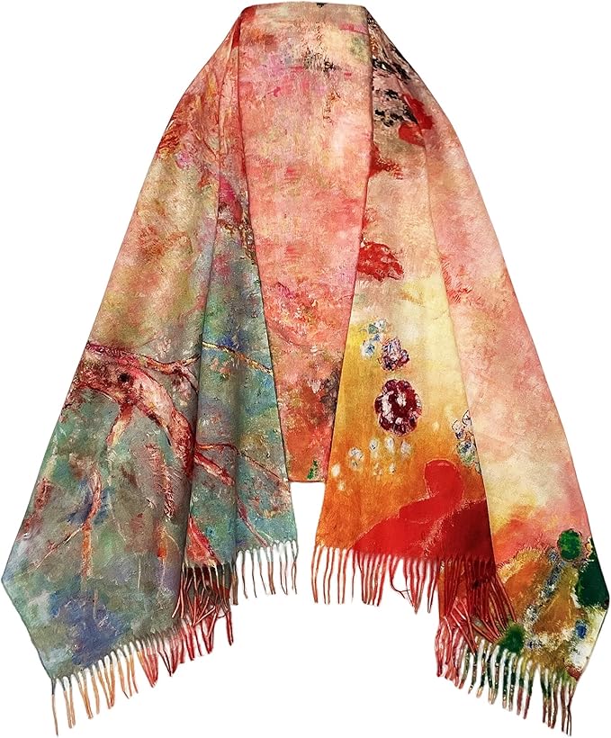 VENVSBEE Reversible Scarf Soft Large Shawl Wrap Blanket Double Sided Art Print Warm Pashmina Stoles Klimt Van Gogh Gifts