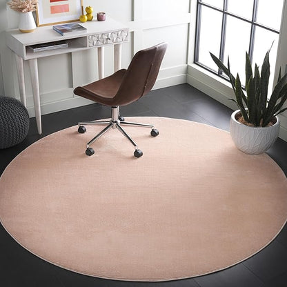 SAFAVIEH Revive Collection Area Rug - 6'7" Round, Pink, Geometric Design, Ideal for High Traffic Areas in Living Room, Bedroom, Dining (REV102U)