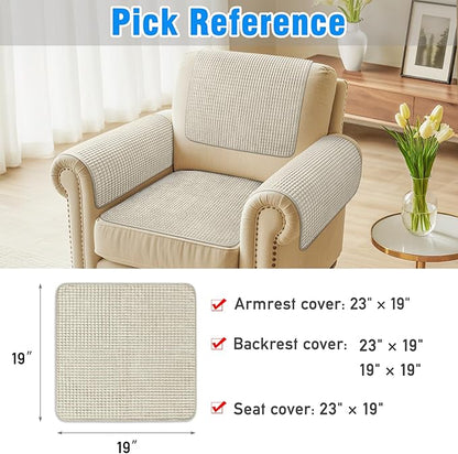 Couch Arm Covers, Sofa Arm Covers, Waterproof Armrest Cover for Sofa, Armchair, Loveseat, Headrest Cover, Non-Slip Recliner Arm Cover, Arm Chair Covers Set of 2 (Taupe, 19"×19")