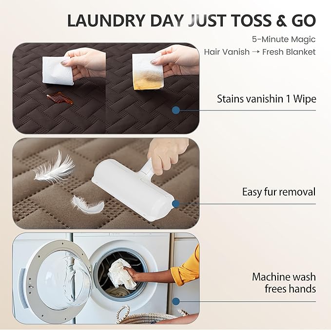 gogobunny 100% Double Sided Waterproof Dog Blanket Soft Pet Bed Cover Reversible Protect Furniture Couch Sofa Car for Puppy Cat (Dark Coffee/Light Coffee, 30x70 Inch (Pack of 1))