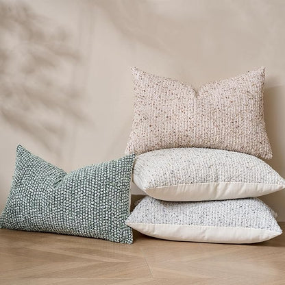 Striped Throw Pillow Covers 12x20 Set of 2 Cream Grey Textured Boucle Chic Morden Boho Accent Farmhouse Rectangular Lumbar Decorative Couch Pillow Covers for Home Decor Bed Sofa Living Room