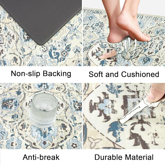 Ileading Anti Fatigue Kitchen Rugs Sets of 2 Cushioned Kitchen Mats for Floor Waterproof Kitchen Mat Set Non Slip Comfort Standing Mat for Kitchen, Office, Sink, Laundry