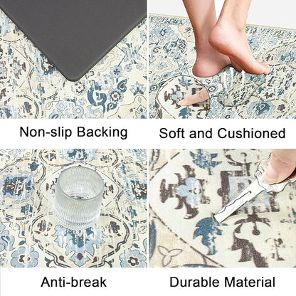 Ileading Anti Fatigue Kitchen Rugs Sets of 2 Cushioned Kitchen Mats for Floor Waterproof Kitchen Mat Set Non Slip Comfort Standing Mat for Kitchen, Office, Sink, Laundry