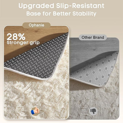 Ophanie 3x5 Rug, Bedside Preppy Dorm Area Rug, College Essentials Non Slip Ivory Small Carpets for Bedroom, Anti Slip Fluffy Living Room Rugs Home Decor Aesthetic, Nursery