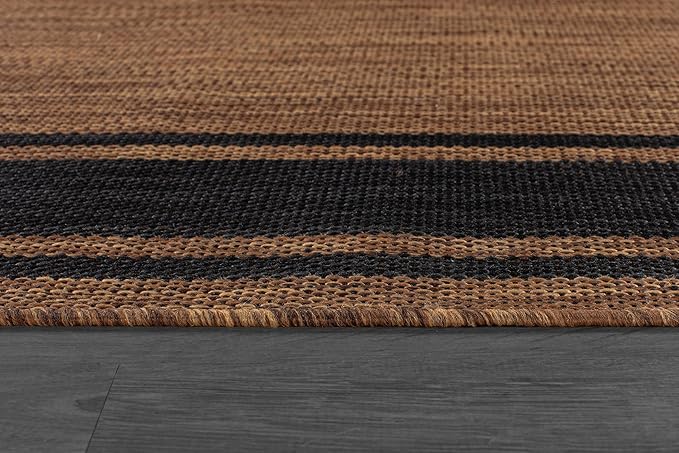 Beverly Rug Outdoor Rug 6x9 Modern Bordered Area Rugs for Indoor and Outdoor Patio Deck Porch Garden Waterproof Weather Sun Resistant Washable Outside Carpet (6 x 9 Gold)