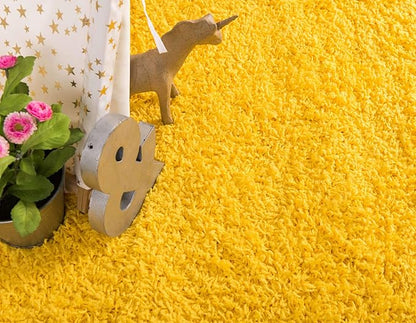 Unique Loom Solid Shag Collection Area Rug (8' x 11' Rectangle, Tuscan Sun Yellow)