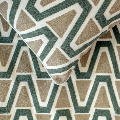 The HomeCentric Muted Green & Mocha Brown Bed Runner for King/Queen/Twin Cotton Decorative Bed Scarf 53"x18" Bed Runner Without Pillow Cover, Geometric Bed Scarf Bedroom Décor Accent - Triad