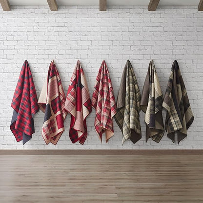 Woolrich Luxury Quilted Throw - Cabin Lifestyle, Patchwork with Moose Design All Season, Lightweight and Breathable Cozy Bedding Layer Throws for Couch Sofa, 50" W x 70" L, Tasha Taupe