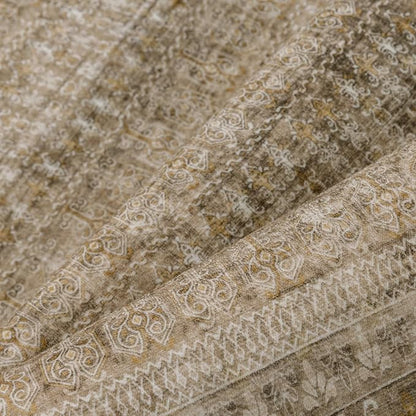 Brown 8x10 Area Rug for Living Room Washable Vintage Distressed Large Carpet Bedroom Low Pile Non Slip Indoor Soft Retro Throw Accent Rug Office Kitchen Bathroom Dining Room