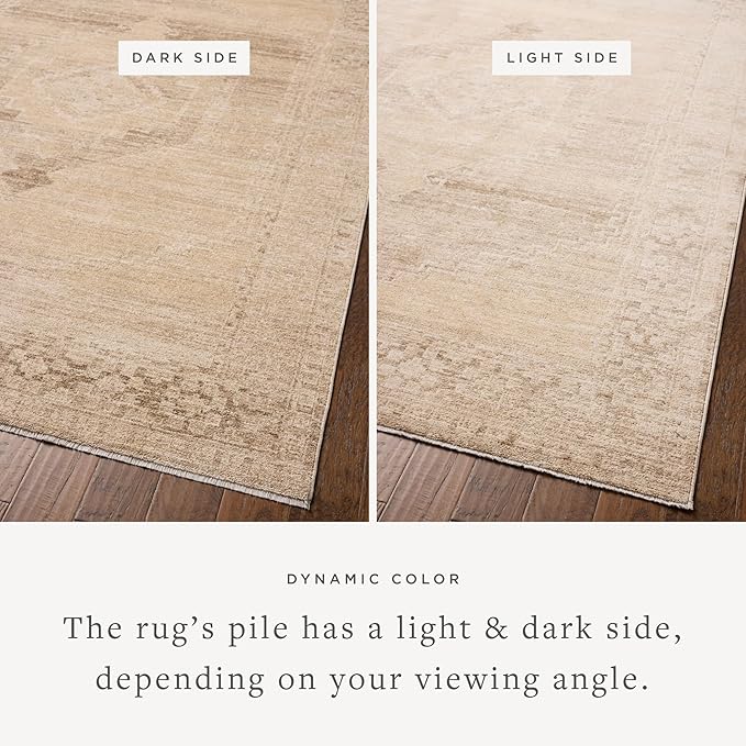Loloi Chris Loves Julia Palma Collection PLM-07 Wheat/Taupe 9'-6" x 13'-1" Fringe Area Rug Vintage Style Boho Living Room Bedroom Carpet
