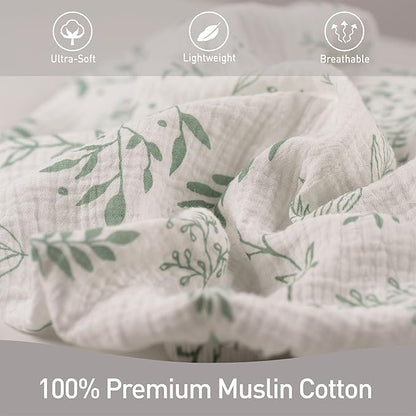 Muslin Bassinet Fitted Sheets, 2 Pack for Baby Boy and Girl, Soft Breathable Stretchy Baby Pad/Mattress Sheet Set, Universal Fit for Hourglass Oval and Rectangle Bassinet Mattress (Bright Leaves)