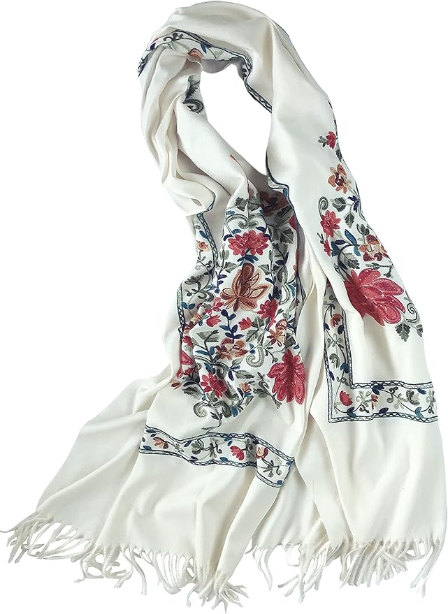 Urban CoCo Women's Embroidered Tassel Long Shawl Oversize Scarf Wraps for Women