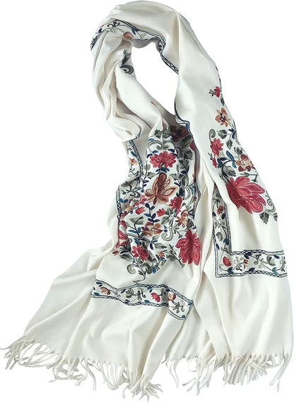 Urban CoCo Women's Embroidered Tassel Long Shawl Oversize Scarf Wraps for Women
