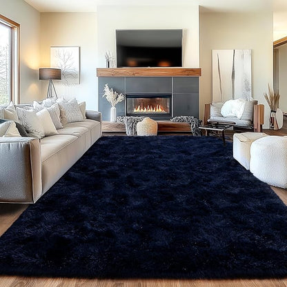 Area Rugs for Living Room, Soft Shaggy Carpets for Living Room, Fuzzy Rugs for Kids' Room, Perfect Decor for Modern Home Navy Blue 8x10 Feet