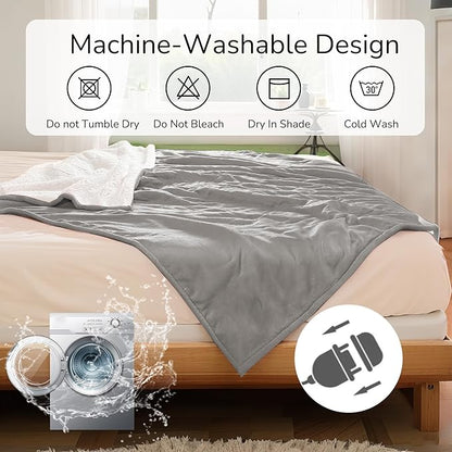 Electric Heated Blanket King Size 90"x100" - Dual-Sided with Microplush & Sherpa Fabric, 4 Heat Settings & 10 Hours Auto Off, Machine Washable - Light Gray