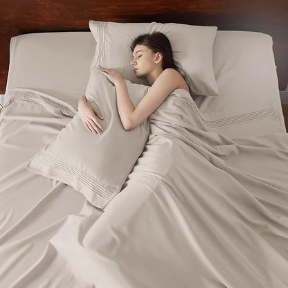 Bedsure Deep Pocket Twin Sheets Set - Fits Mattresses Up to 21 Inches Thick -3 Piece GentleSoft Bed Sheets, Moisture Wicking, Soft & Cooling Bedsheet & Pillowcases, Easy & Secure Fit, Linen