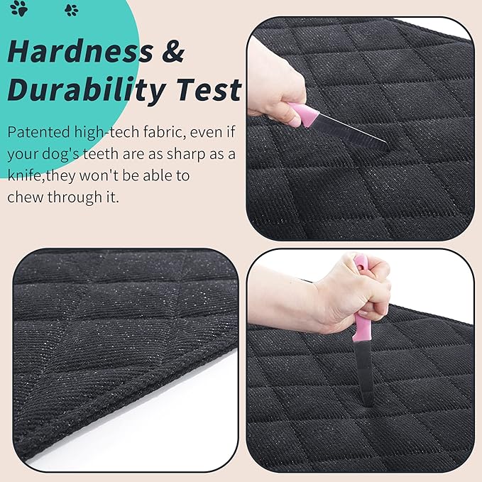 MABOZOO Indestructible Dog Beds - Chew Proof Crate Pad for Aggressive Chewers, Machine Washable Quilted Mat, Durable for Extra Large Dogs, Black Kennel Pad (36x57 in)