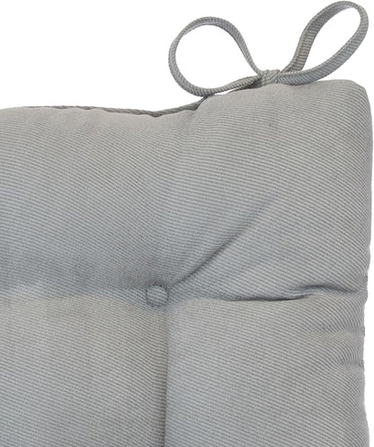 Klear Vu Omega Non-Slip Rocking Chair Cushion Set, Assembled in USA, Thick Padding & Tufted Design, Includes Seat Pad & Back Pillow with Ties, 17x17 Inches, 2-Piece Set, Twillo Gray